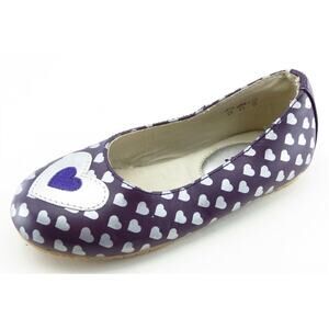 UMi Toddler Girls Flats Size 9 Purple Leather Heart Print Casual Comfort Shoes